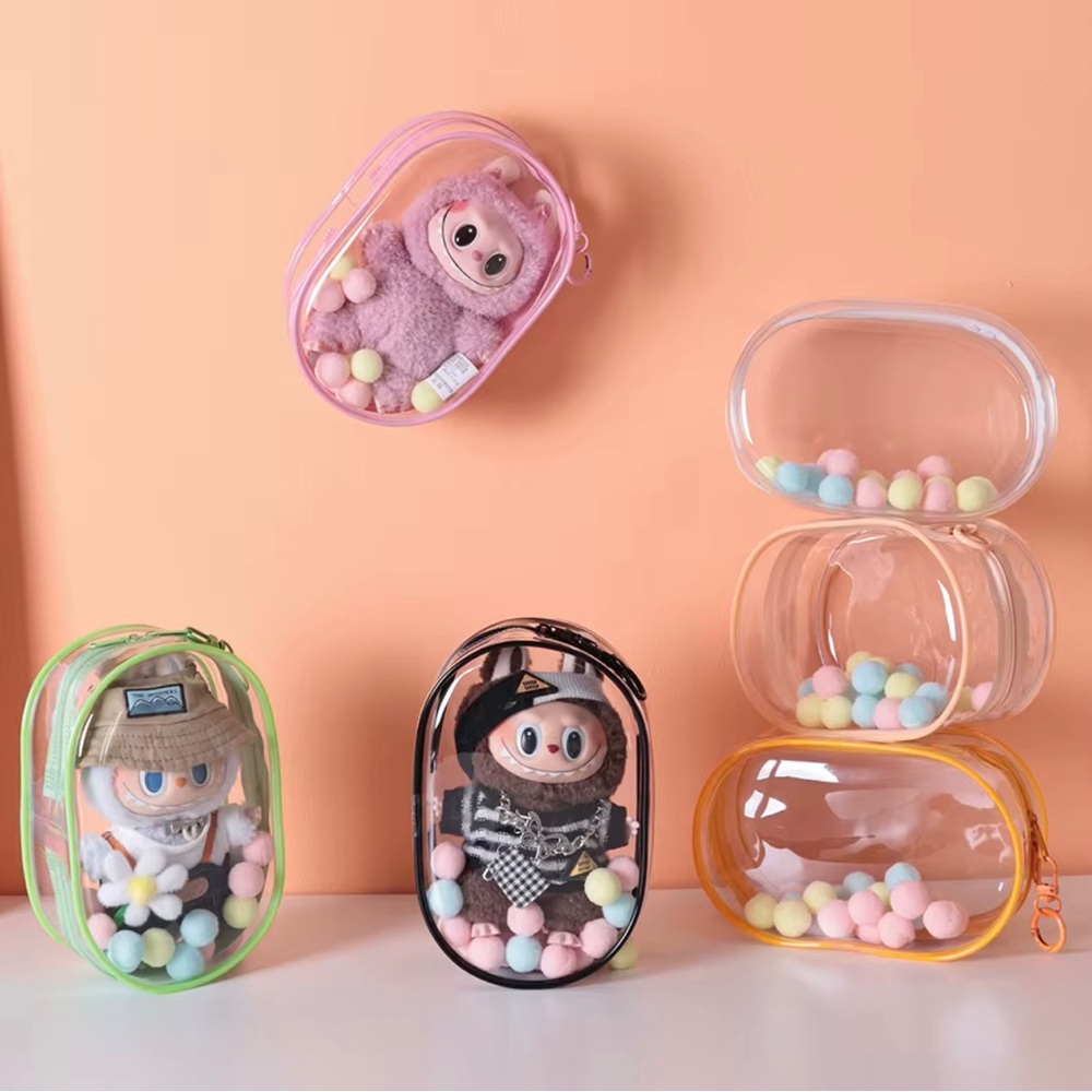Colorful Pom-Pom Kids Pencil/ Labubu Doll Case Set